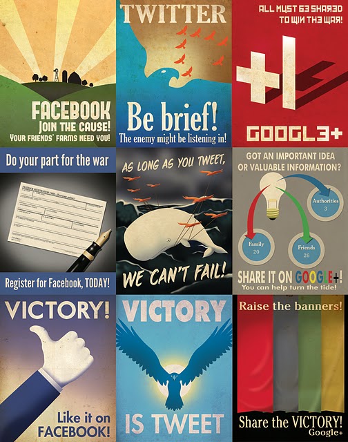 Social media propaganda posters from designer Aaron Wood