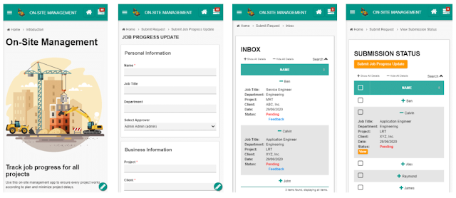 Mobile view of the On-Site Management App