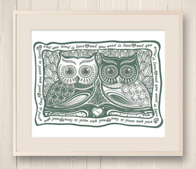 Owl pair illustration.