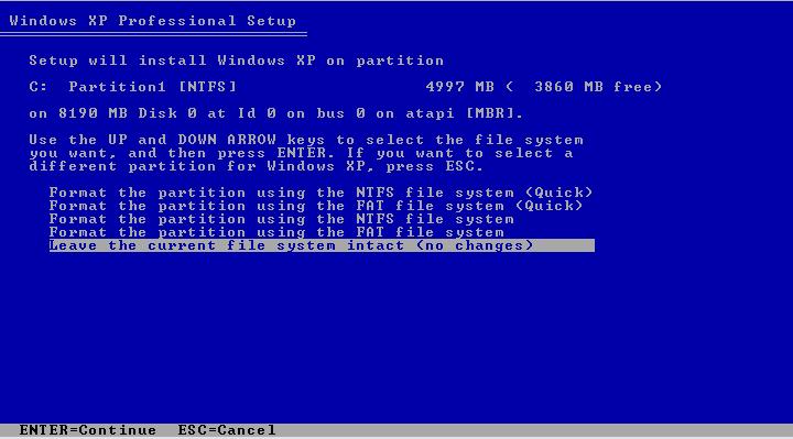 Format Partition Windows Xp