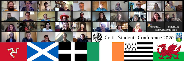 Screenshot of the Zoom call participants of the online 2020 Celtic Students Conference with flags of all Celtic-speaking countries