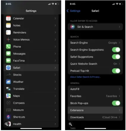 كيفية تثبيت ملحقات Safari على iPhone