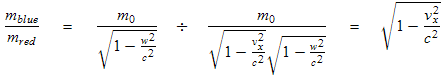 calculation of ratio of relativistic masses