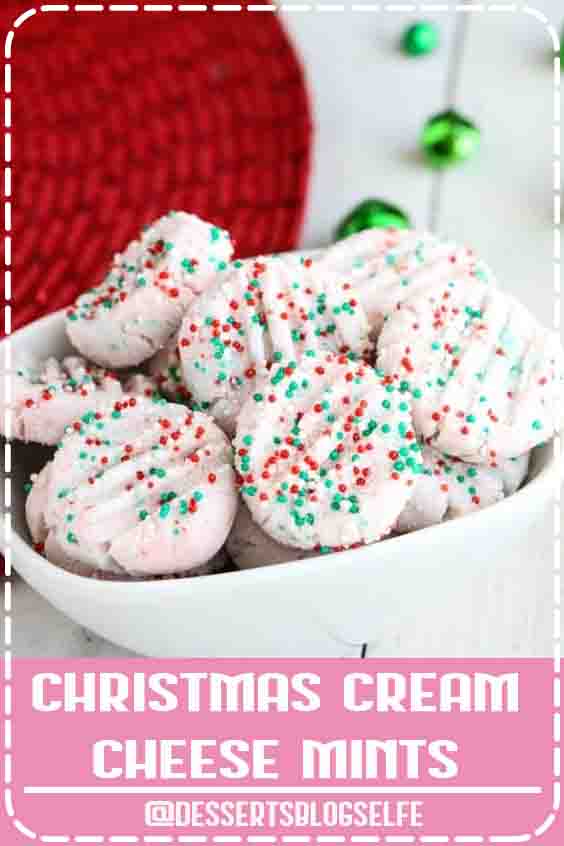 Cream cheese mints are a fantastic no bake alternative for a quick and fun appetizer or dessert that everyone loves. And these super festive Christmas Cream cheese mints are so easy to make that they can be whipped up and ready to serve in 30 minutes #DessertsBlogSelfe #christmasrecipes #recipes #creamcheese #mints #recipe #DessertsforParties #christmas 