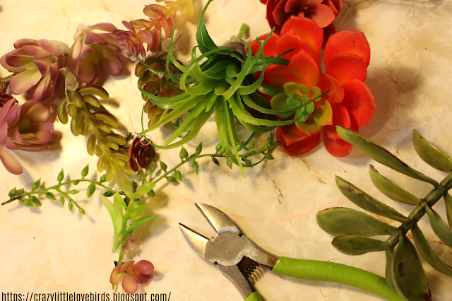 Artificial succulents and floral cutters