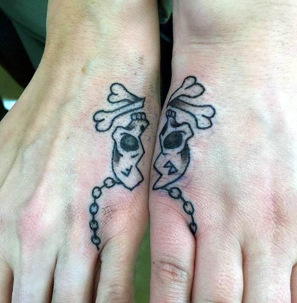  best friend matching tattoos ideal black ink work tattoo skull bracelet designs