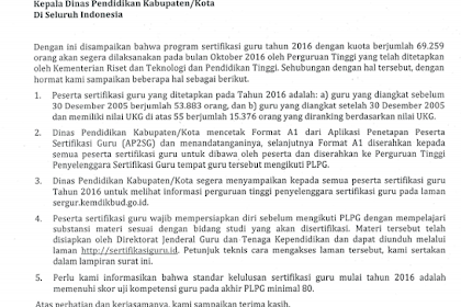 √ Surat Edaran Dirjen Gtk Perihal Pelaksanaan Sertifikasi Guru Tahun
2019