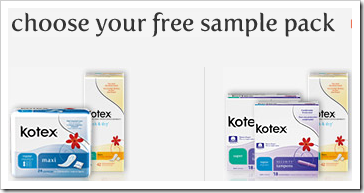 Kotex sample pack