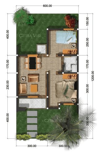 Denah Rumah Sederhana Minimalis Type 36