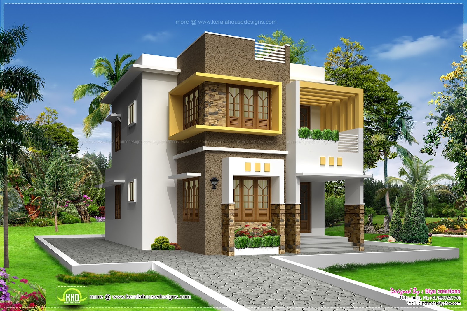 Small double storied contemporary house  design  Kerala 