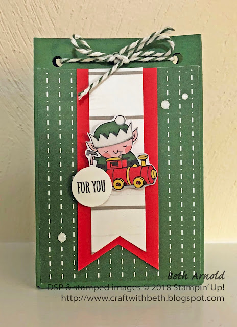 Craft with Beth: Stampin' Up! gift bag punch board santa's workshop specialty designer series paper dsp sdsp triple banner punch festive farmhouse designer series paper dsp circle punches at home with you