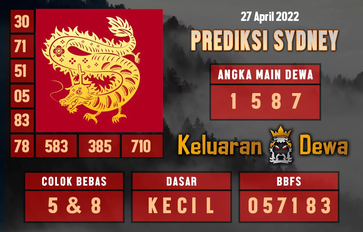 Prediksi Dewa Togel Sydney Sabtu 30 April 2022