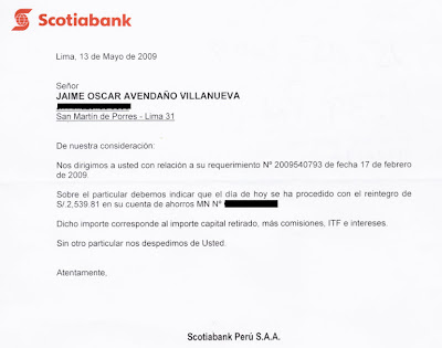 El Blog de Jaime Avendaño: Banco Scotiabank Perú abona 