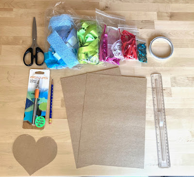 Supplies for card decorating project