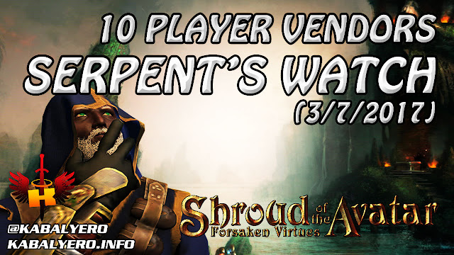 Serpent's Watch, 10 Player Vendors Found (3/7/2017) 💰 Shroud Of The Avatar Gameplay (Market Watch)