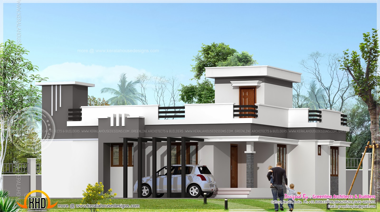  Small  contemporary  home  in 1200 sq feet Indian  House  Plans 