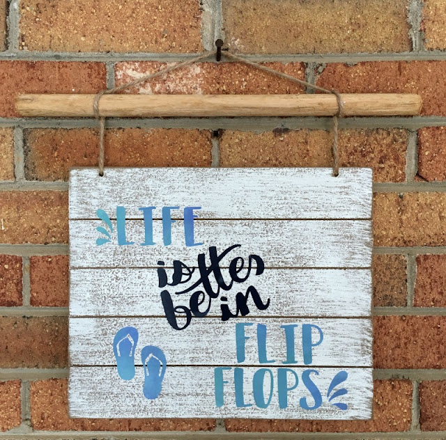 Did you know you could use Iron On vinyl on wood? See how I used it along with my Cricut to make this wooden summer sign!