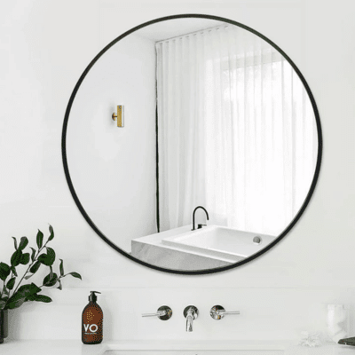 Black Metal Frame Circle Mirror