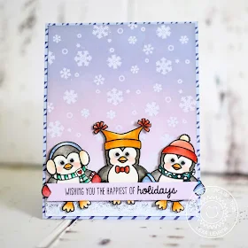 Sunny Studio Stamps: Bundled Up Penguin Holiday Card by Lexa Levana (with a sentiment from Gleeful Reindeer)