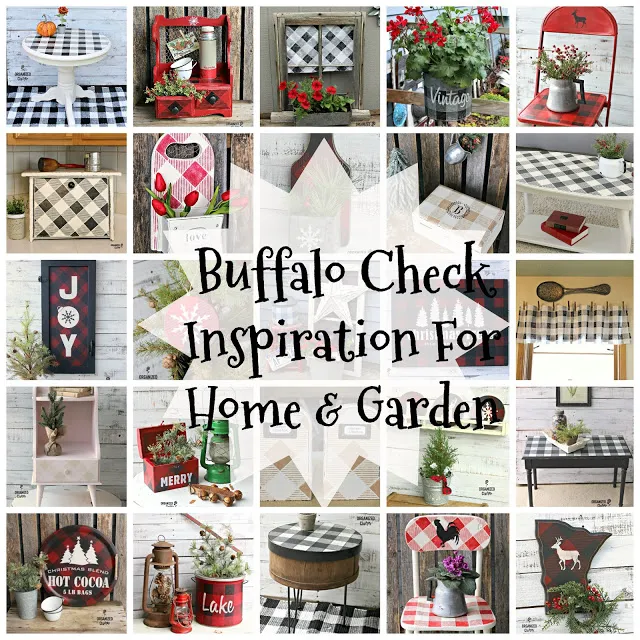 Buffalo Check Stencil Inspiration #oldsignstencils #buffalocheck #buffaloplaid #stencil #junkgarden #holidaydecor #Christmas