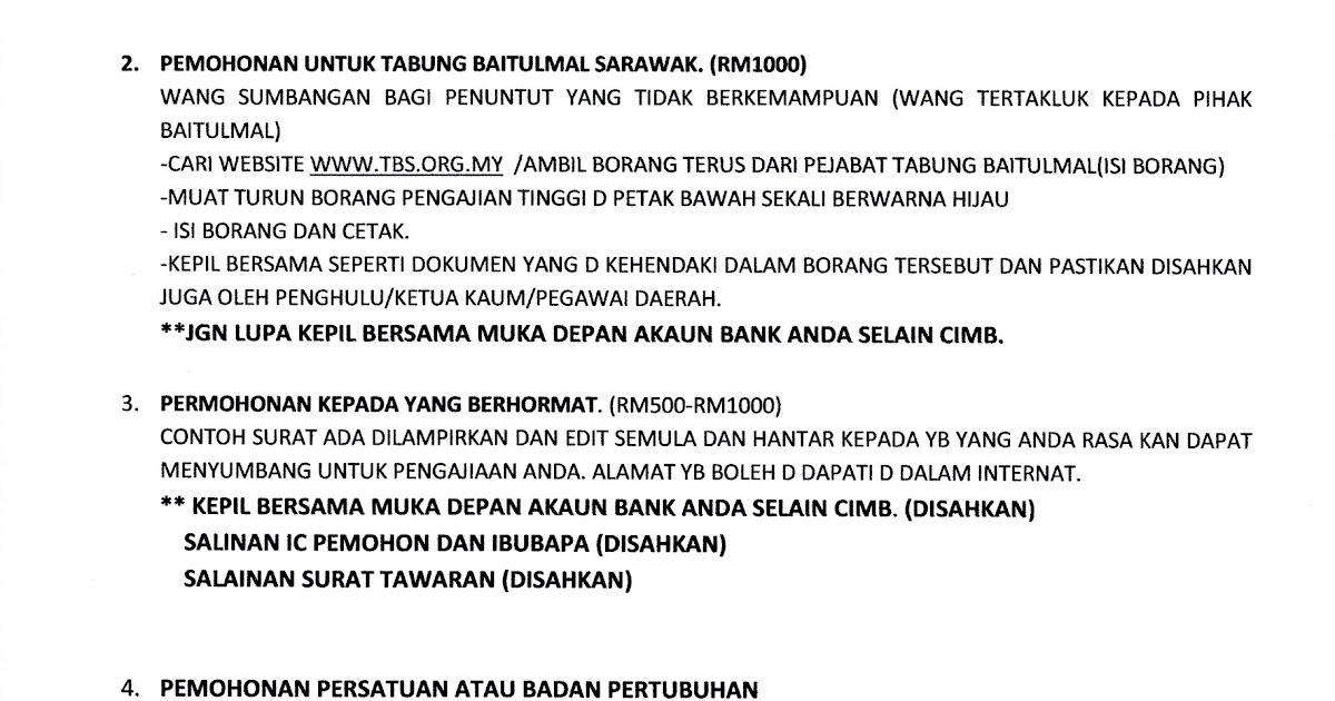 Contoh Surat Rayuan Bantuan Kewangan - Malacca t