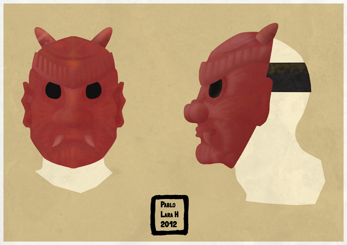 Noh Masks in red