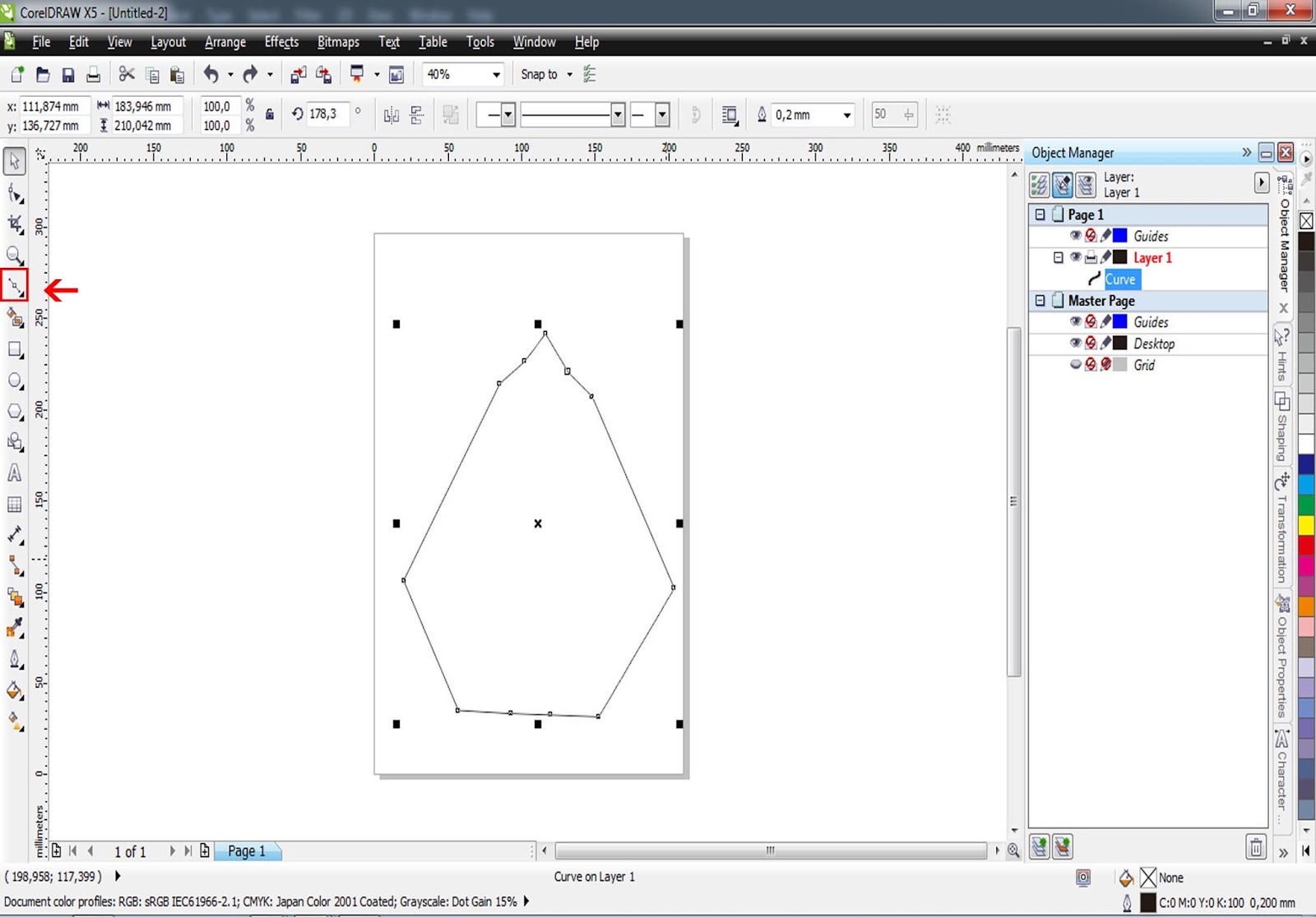 Corel Draw Untuk pemula membuat desain  buah jambu mete 