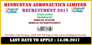 HAL Staff Nurse and  Pharmacist Recruitment 2017