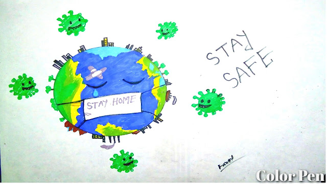 Stay Home Stay Safe Drawing || Coronavirus Awareness Drawing || Image Of Coronavirus || Coronavirus Awareness Poster 