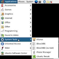 My system tools menu in Ubuntu 9.10