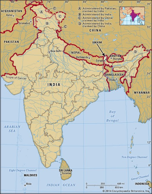 Mapa da Índia com Zonas de Conflito