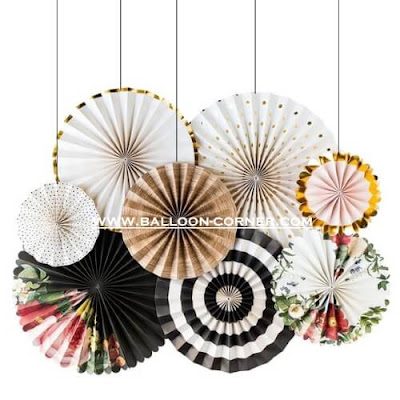 Paper Fan Set 8 Pcs Motif Bunga