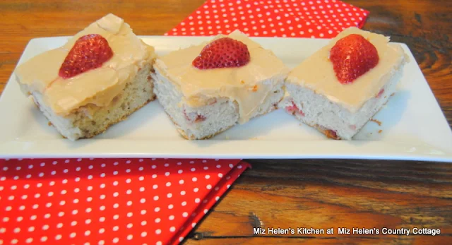 Strawberry Banana Bars with Peanut Butter Frosting at Miz Helen's Country Cottage