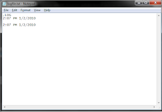 To create a log file in Notepad