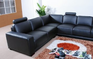 Modern Black Leather Sectional Sofa