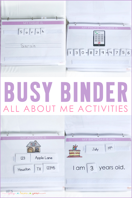 Busy Binder All About Me Activities