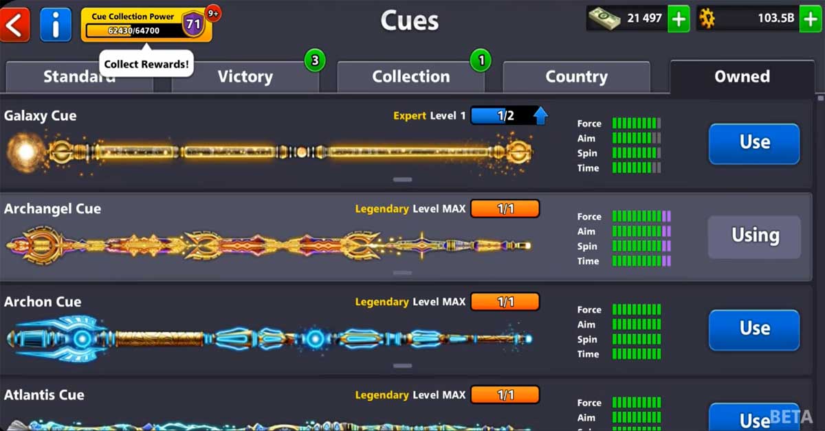 Cue Collection Power 8 ball pool Version 5.0.0 Apk