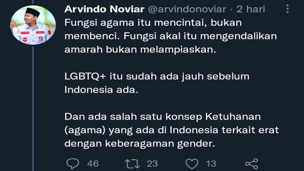 Ketum Partai Rakyat Arvindo Noviar: Siapapun Yang Kriminalisasi LGBT Akan Saya Gugat Berkali-kali!