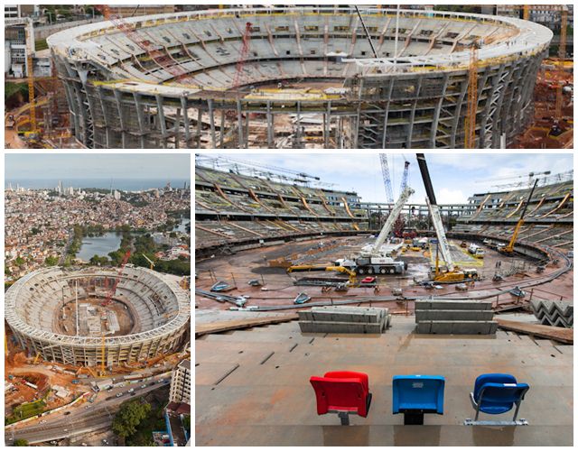 Situação das obras da Arena Fonte Nova em julho de 2012