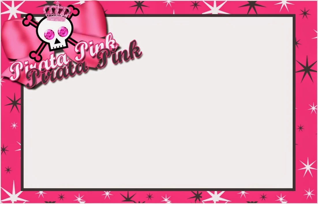 Pink Pirate, Free Printable Invitations, Labels or Cards.