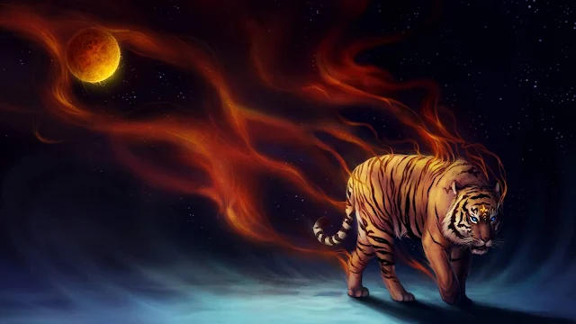 Fantasy Fire Tiger HD Wallpaper. 