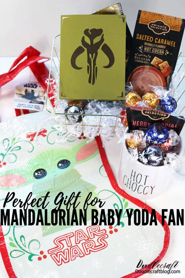 Handmade gifts are my favorite part of the holidays! Most of the time I do customized gifts or add things to store bought things. This fabulous gift basket idea is perfect for anyone that loves the Star Wars Mandalorian on Disney Plus.  Um, do you love the Mandalorian? I totally do! I am totally in love with it! This is the perfect gift basket for me!