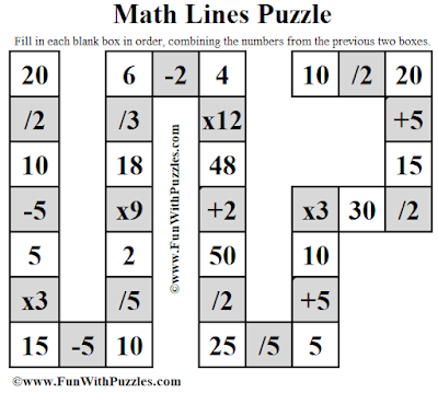 Maths Lines Arithmetic Puzzle-Answer