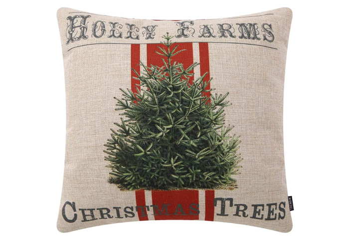 Holly Farms Christmas Pillow