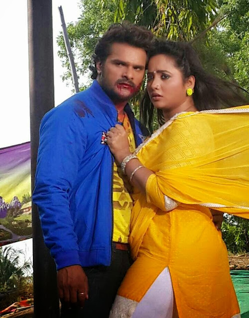 Khesari Lal Yadav & Rani Chatterjee Rani on Set Jaanam