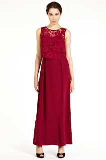 raspberry pink maxi dress with lace overlay