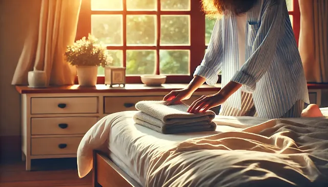 Tidying up bed