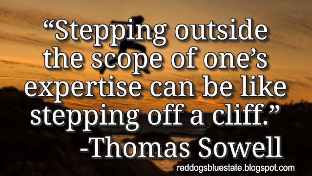 “[S]tepping outside the scope of one’s expertise can be like stepping off a cliff.” -Thomas Sowell