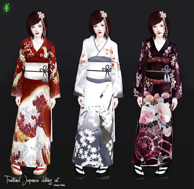 Traditional Japanese Clothing Set by Mallow Download at Mod The Sims