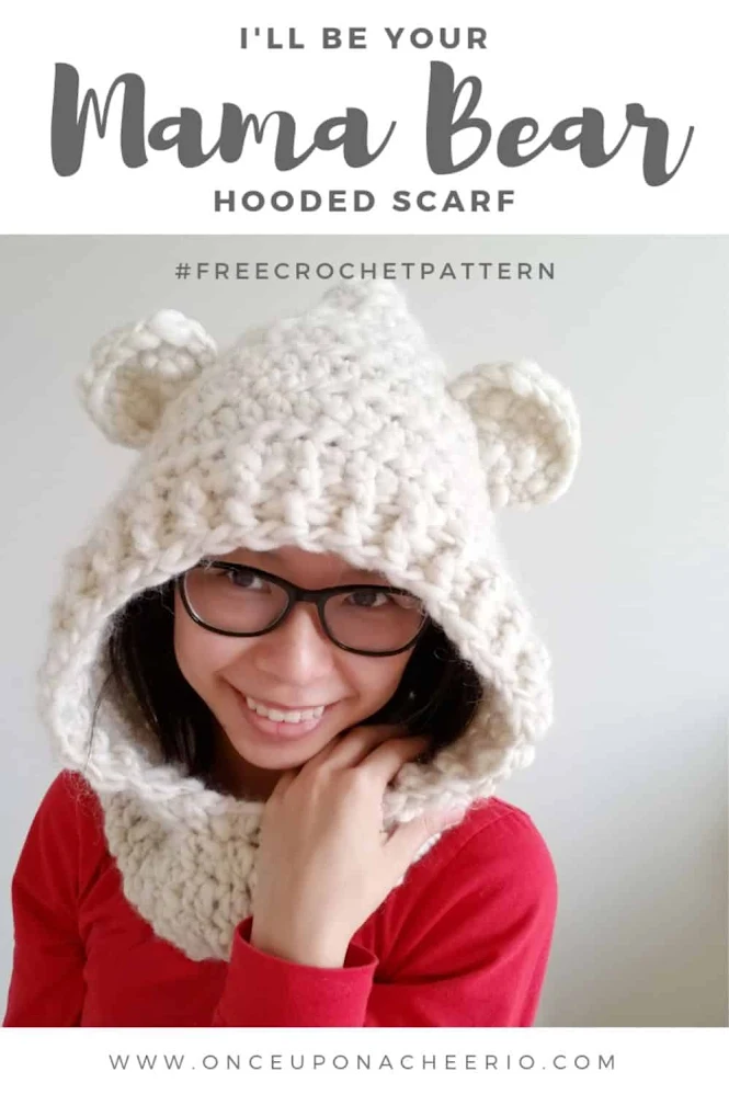 Mama Bear Hooded Scarf FREE Crochet Pattern